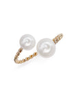 Twisted Double Pearl Open Ring