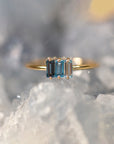 Triple Baguette Blue Topaz Gradient Ring
