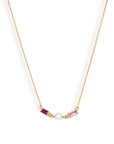 Baguette Ruby Pink Sapphire Pearl Necklace