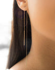 18K Long Shimmer Threader Earrings