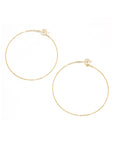 18K Large Skinny Beaded Hoop Earrings