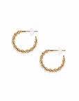 18K Small Faceted Beaded Hoop Earrings