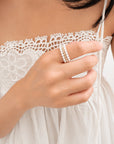 18K Infinite Pearl Shimmer Spiral Ring