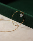 18K Medium Skinny Beaded Hoop Earrings