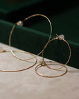 18K Large Skinny Beaded Hoop Earrings