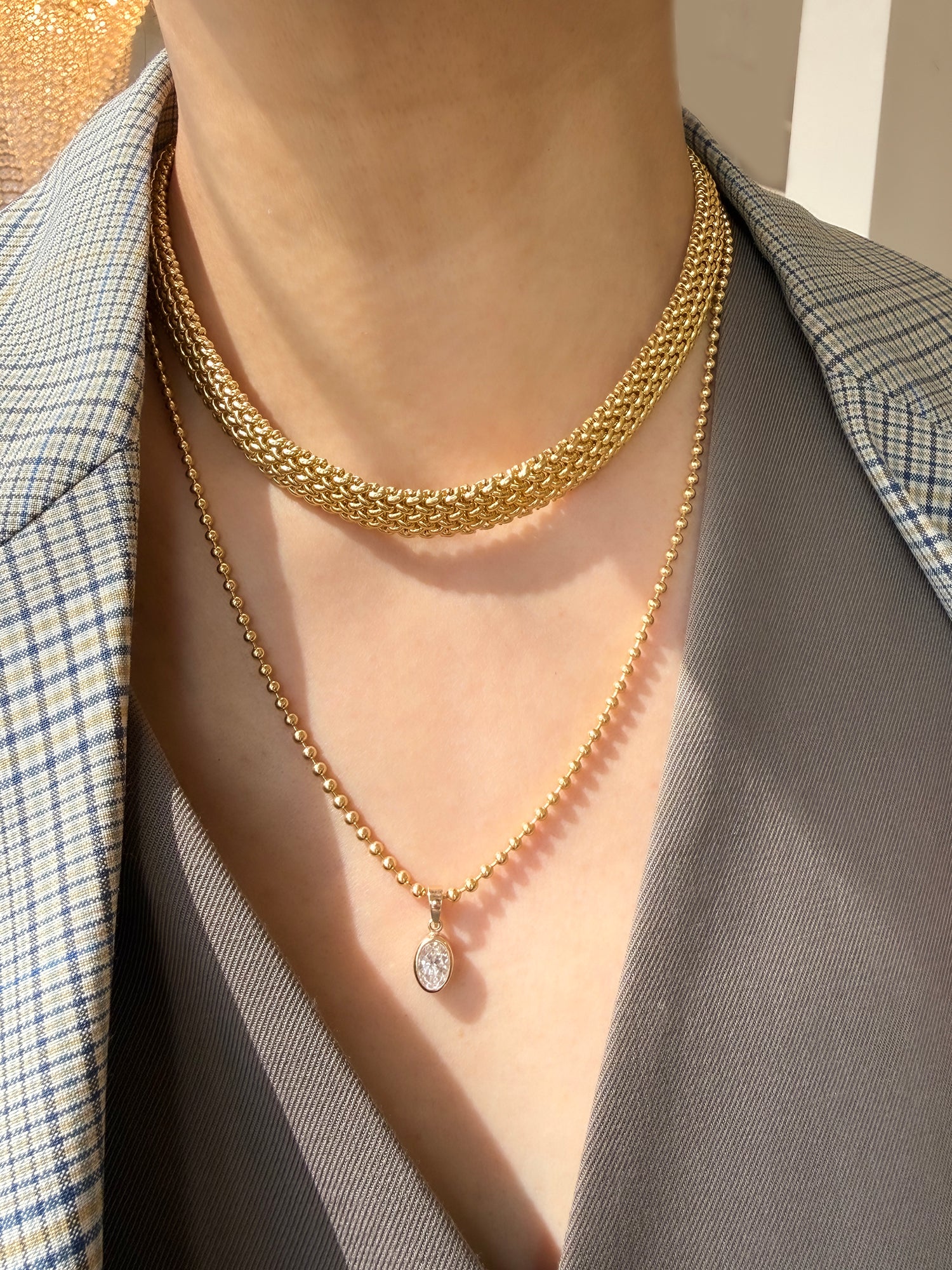 Oval Lab Diamond Ball Chain Necklace – POPPY FINCH