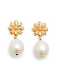 Gold Daisy Pearl Earrings