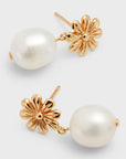 Gold Daisy Pearl Earrings