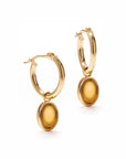 Gold Hoop Removable Oval Cabochon Gems