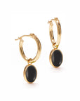 Gold Hoop Removable Oval Cabochon Gems