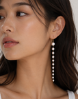 Graduated Pearl Long Hook Earrings
