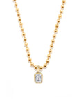 Emerald Cut Lab Diamond Ball Chain Necklace