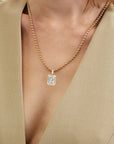 Emerald Cut Lab Diamond Ball Chain Necklace