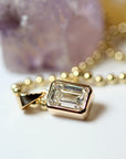 Emerald Cut Lab Diamond Ball Chain Necklace