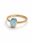 Oval Gemstone Duo Band Ring