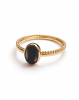 Oval Gemstone Duo Band Ring