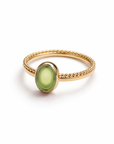 Oval Gemstone Duo Band Ring