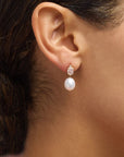 Oval Gem Diamond Pearl Earrings
