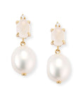 Oval Gem Diamond Pearl Earrings