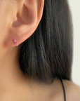 Pink Sapphire Bar Stud Earrings
