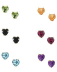 Sweetheart Gem Stud Earrings