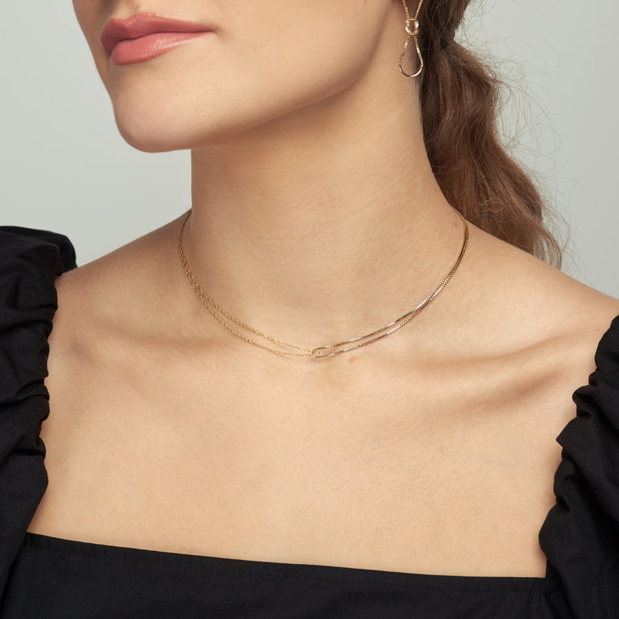 Double Box Shimmer Chain Necklace – POPPY FINCH