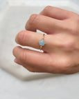 Cabochon Aquamarine Gold Dot Ring