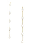 Long Oval Pearl Linear Earrings