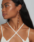 Long Oval Pearl Linear Earrings