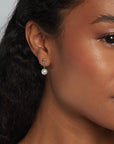 Gold Dot Link Pearl Earrings