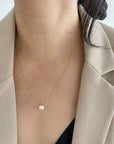 Petite Oval Pearl Solitaire Necklace