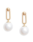 Gold Dot Link Pearl Earrings