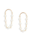 Gold Crescent Short Pearl Drop Earrings