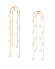 Double Crescent Pearl Drop Earrings