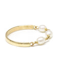 Contrast Petite Pearl Gold Band Ring