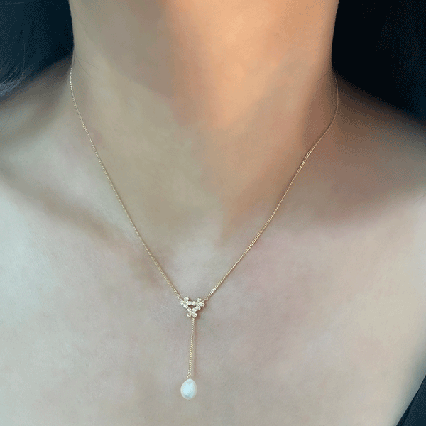 Gold Blossom Pearl Lariat Necklace – POPPY FINCH U.S.