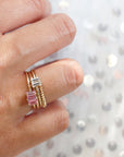 Triple Baguette Pink Sapphire Ring