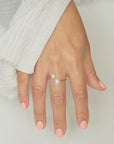 Twisted Double Pearl Open Ring