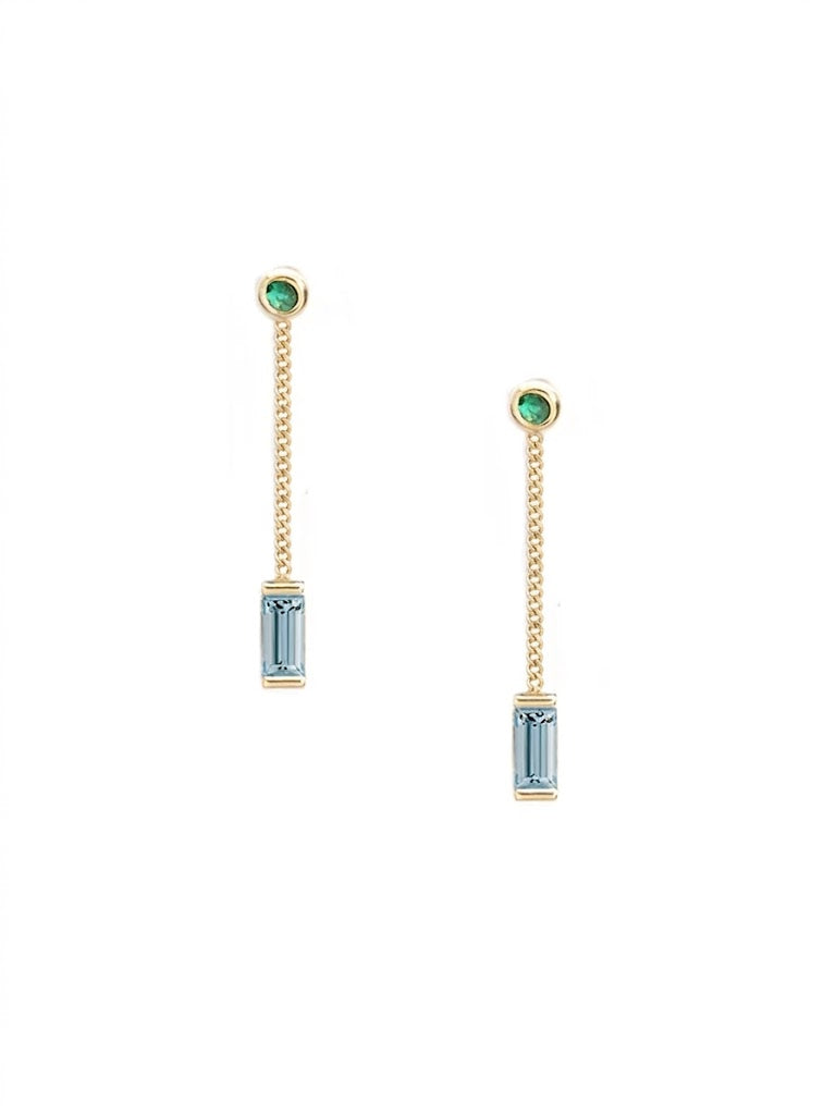 Emerald Aquamarine Dangle Earrings