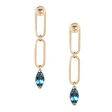 Gold Dot Double Link Marquise Gem Earrings