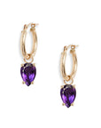 Gold Hoop Removable Pear Gemstone Dangles