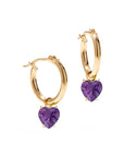 Gold Hoop Removable Heart Gem Dangles