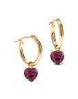 Gold Hoop Removable Heart Gem Dangles