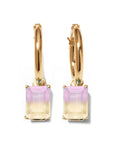 Gold Hoop With Emerald Cut Gem Dangle