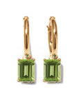 Gold Hoop With Emerald Cut Gem Dangle