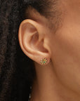 Gold Daisy Gem Stud Earrings