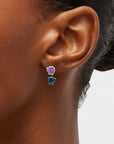 Duo Faceted Heart Gem Earrings