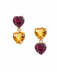 Duo Faceted Heart Gem Earrings