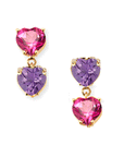 Duo Faceted Heart Gem Earrings
