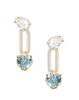 Slanted Link Heart Gemstone Earrings